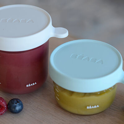 Set of 2 glass portion jars 150 ml/250ml airy-green