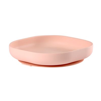 Silicone plate with suction cup light pink