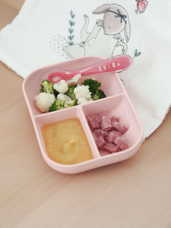 Silicone meal set with suction cup pink