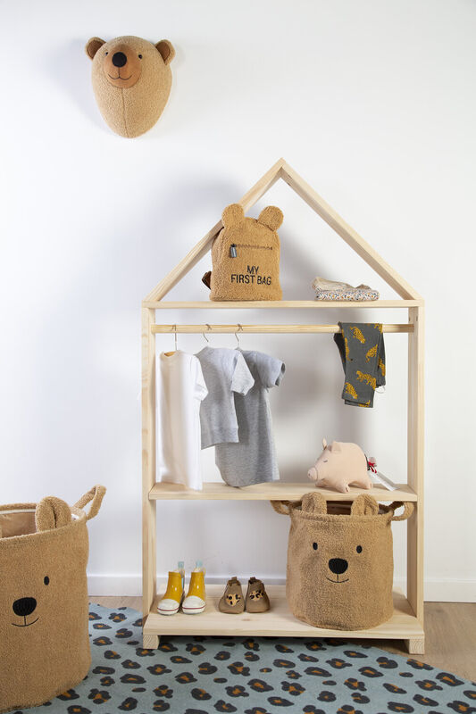 House Decorative Storage Rack + Wheels - Wood - Natural