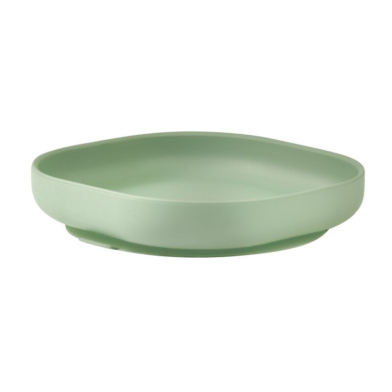 Silicone plate with suction cup sage green