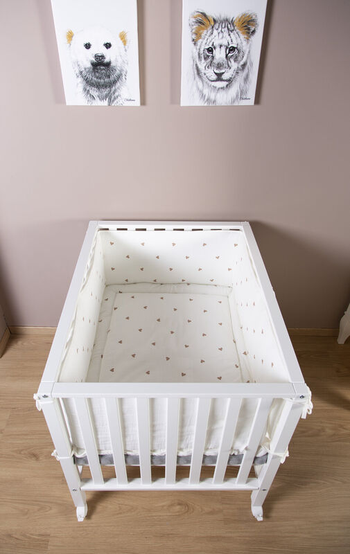 Playpen Protection - 35x340 Cm - Jersey + Muslin - Hearts