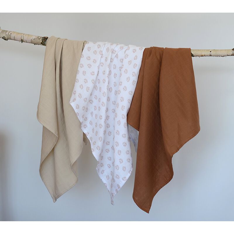 Lot de 3 langes en coton hedgehog