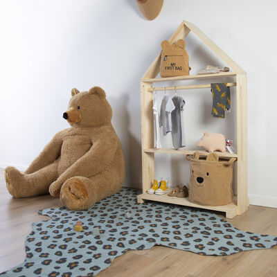 House Decorative Storage Rack + Wheels - Wood - Natural