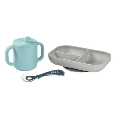 Coffret d'apprentissage silicone + tasse blue