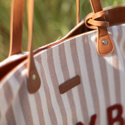 Family Bag Wickeltasche - Streifen  - Nude/Terracotta