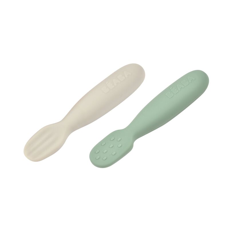 Lot de 2 PRE-CUILL&Egrave;RE SILICONE sage green / velvet grey