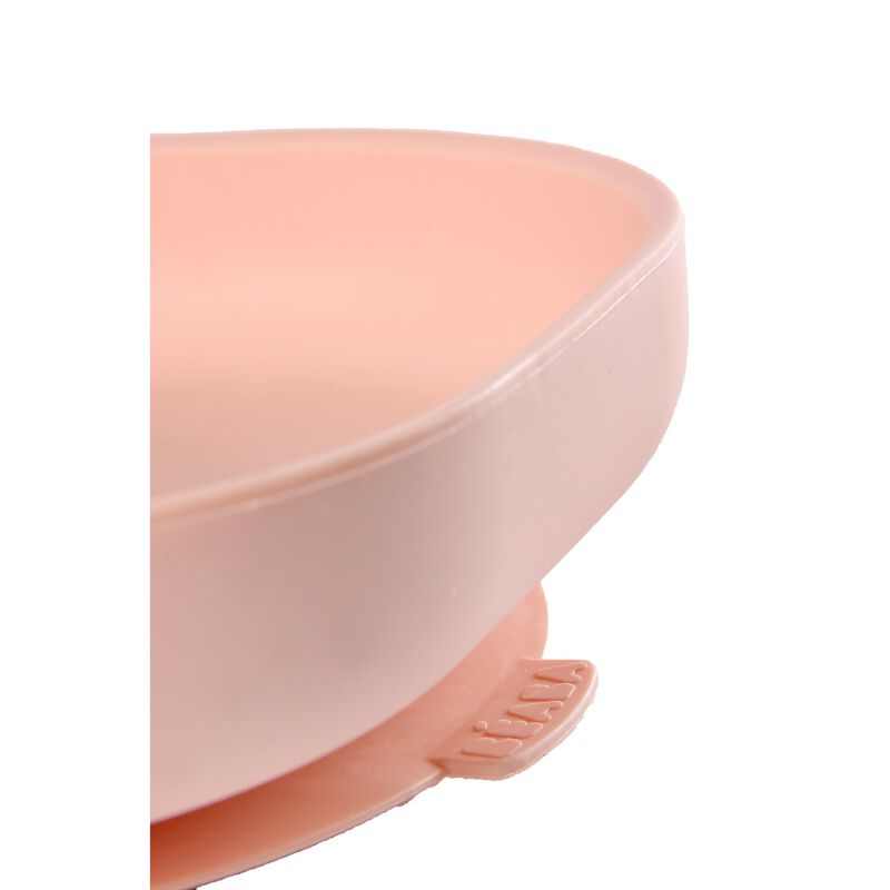 Silicone plate with suction cup light pink
