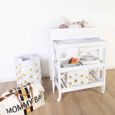 Storage Basket - 32x32x29 Cm - Canvas - Gold Dots