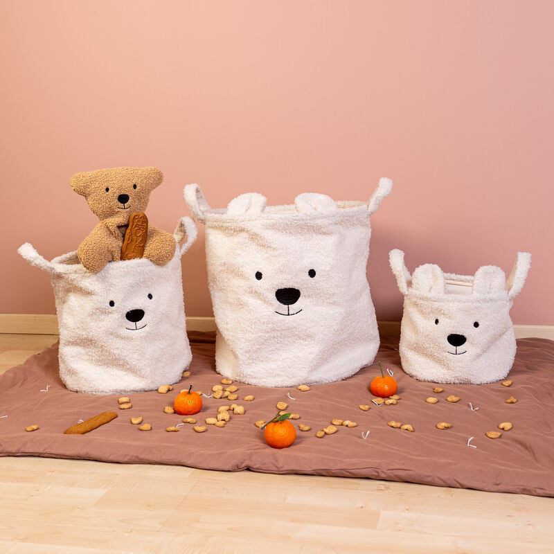 Storage Basket - 25x20x20 Cm - Teddy - Off white