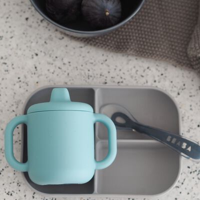 Coffret d'apprentissage silicone + tasse blue