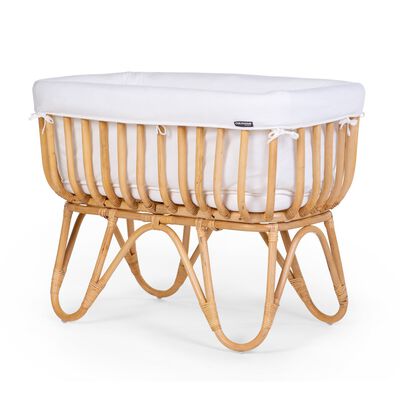 Rattan Cradle Rectangular - 90x50x70 Cm+ Jersey Cover Offwhi
