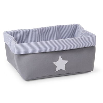Storage Basket - 40x30x20 Cm - Canvas - Grey Stripes