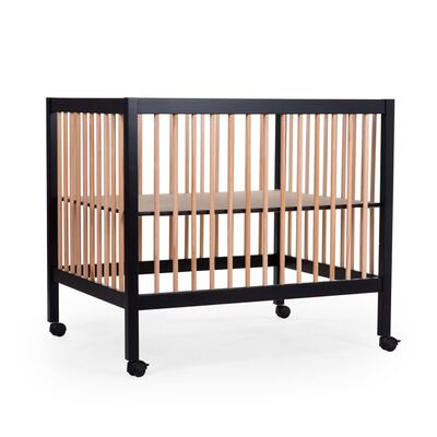Playpen 97 + Wheels - 95x75 Cm - Wood &ndash; Black / Naturel