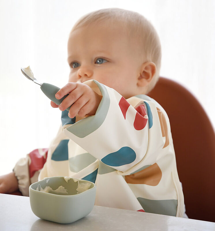 Set of 2 stainless steel pre-cutlery Sage Green